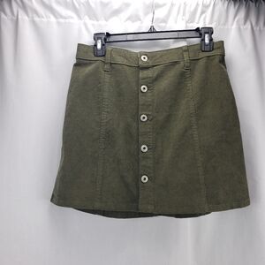 Re Generation By Celebrity Pink Corduroy Button Front Mini Skirt Olive 9/29